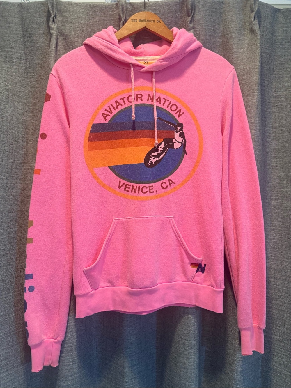 (XS) Aviator Nation Pink Hoodie Venice CA Surf Graphic Sweatshirt